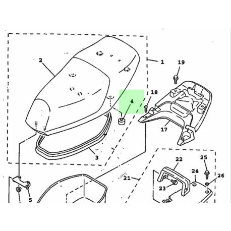 Caoutchouc silent bloc de selle origine YAMAHA pour XC 125 de 1994 à 1999 et XC 150 LC de 1992 et 1997