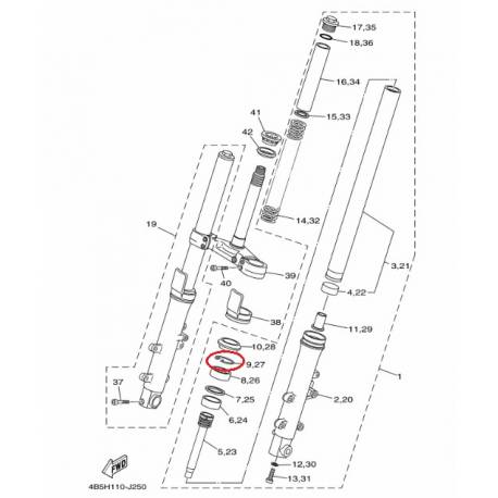 Clips de joint spy de fourche origine YAMAHA pour TMAX 500 / 530 de 2008 à 2012