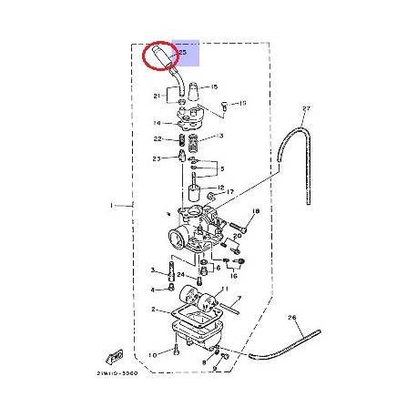 Chapeau de carburateur YAMAHA PW 80 et PW 50 de 1986 à 2011