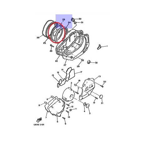 Couvercle carter droit YAMAHA  XS 400 de 1982