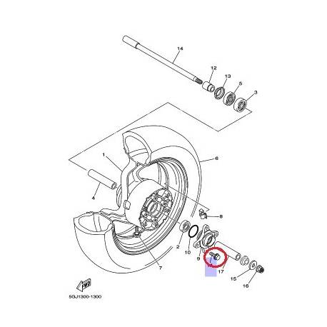 Vis / boulon de roue arriere (par 3) YAMAHA TMAX 500 de 2001 à 2006