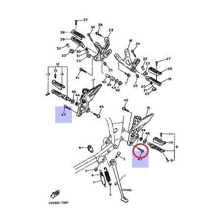 Vis BTR de repose pied (par 4) YAMAHA FZR 1000 de 1987 à 1991 et  XJ 600 de 1984 à 1991