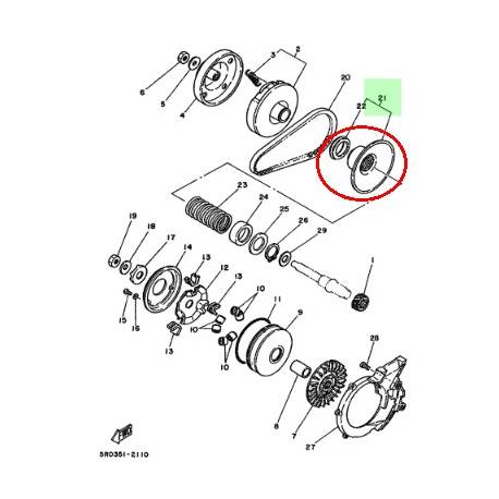 Contre poulie pour YAMAHA DT50 1986 