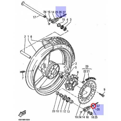Écrou de tendeur de chaîne pour YAMAHA SRZ660 1995-1997