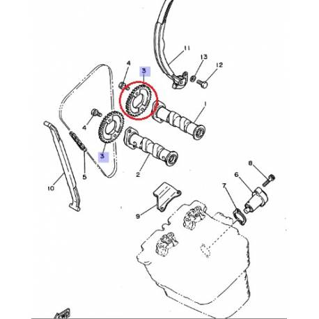 Pignon de chaines de distribution pour YAMAHA XT250 1986 XT350 1986-1996