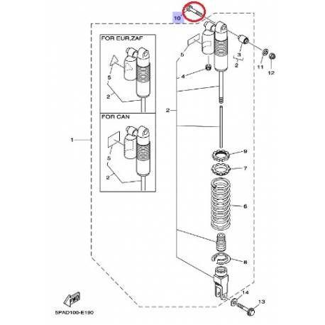 Vis de suspension arrière pour YAMAHA YZ80 1986-2001 YZ85 2002-2013 