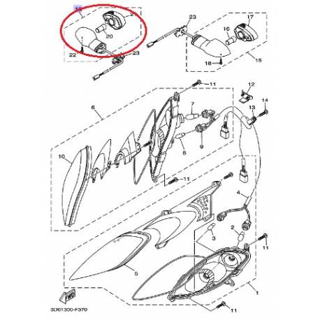 Clignotant arrière pour YAMAHA T135 2007-2011