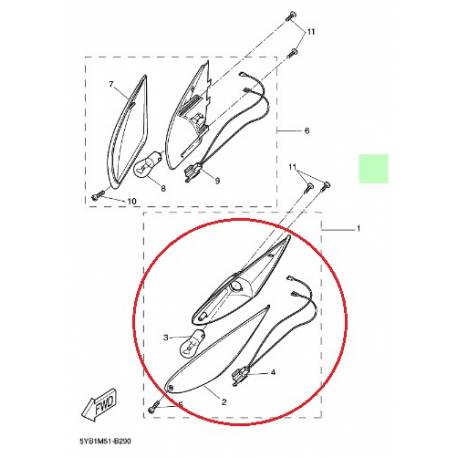Clignotant Gauche complet pour YAMAHA CW50 RSP 1995-2009