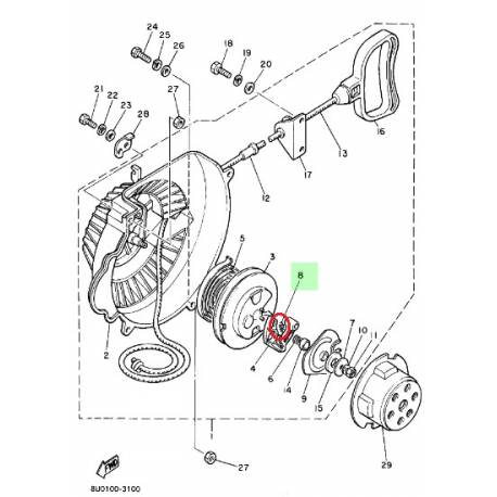 Ressort de démarreur pour Yamaha BR250 1996-1997 ET340 1987-1996 
