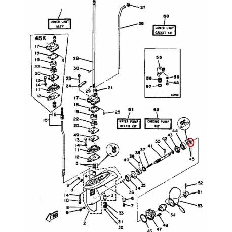 Joint d’hélice pour moteur de bateau Yamaha 4LN 1984 4SN 1984 