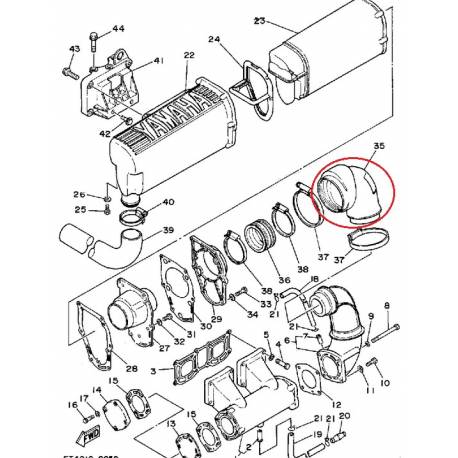 Manchon d'échappement pour jet ski Yamaha WR650 1990 1993