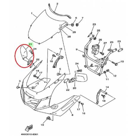 Rétroviseur droit pour moto Yamaha FZR1000 1994 FZR600 1994 1995