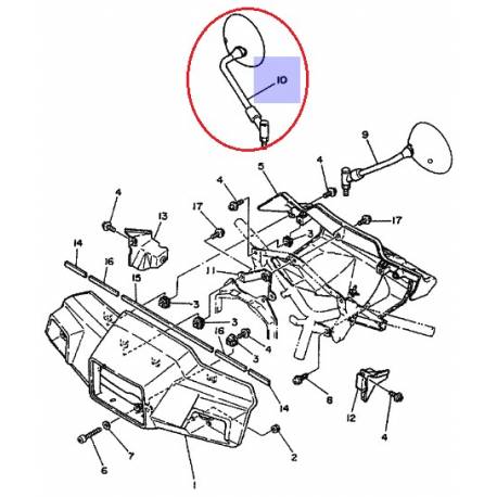 Rétroviseur droit pour moto Yamaha XC125 1990 1993