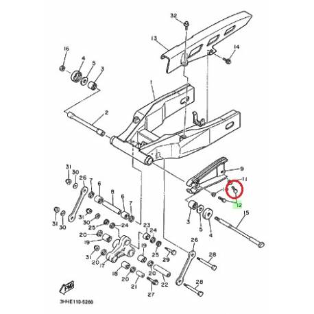 Boulon de bras arrière pour moto XV250 1991 1994 XV