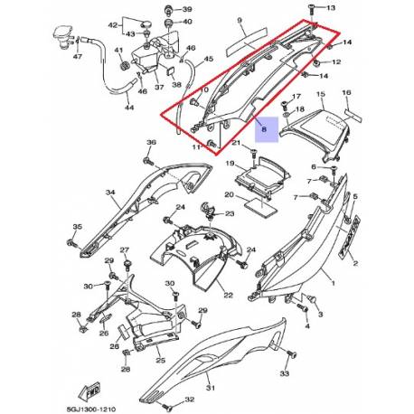 Carénage arrière droit pour scooter Yamaha XP500 2002 2003