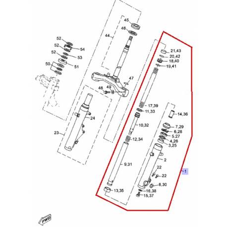 Fourche avant gauche pour scooter Yamaha YP125 2007 2009