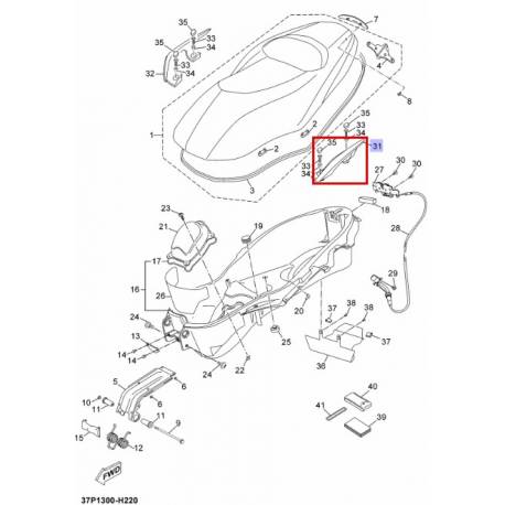 Poignée arrière gauche pour scooter YP250 2010 2011 YP125 2010