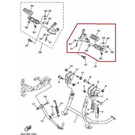 Cale pied arrière gauche pour maxi scooter Yamaha XP500 2001 2007 