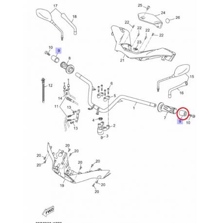 Embout de guidon scooter YAMAHA YP250 2011 2012 YP125 2012