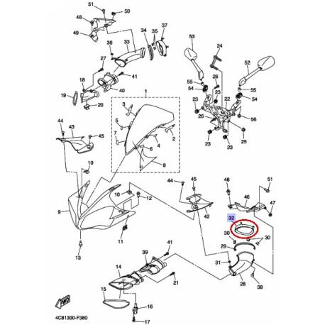 Amortisseur de conduit aération pour moto Yamaha YZF-R1 2007 2008