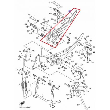 Support cale pied droit pour moto Yamaha XJ6 2009 à 2013