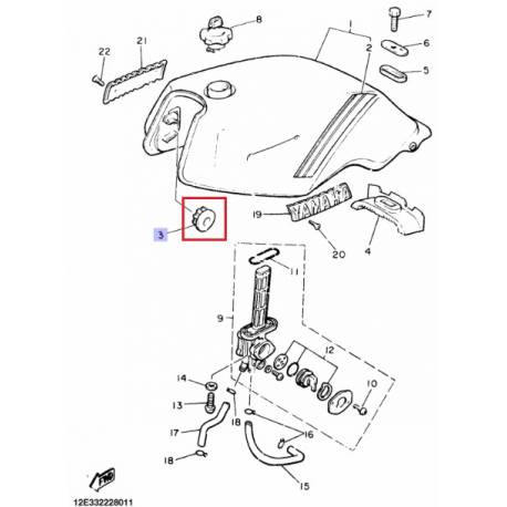 Silent block de réservoir Yamaha XS400 1982 AG200 1985