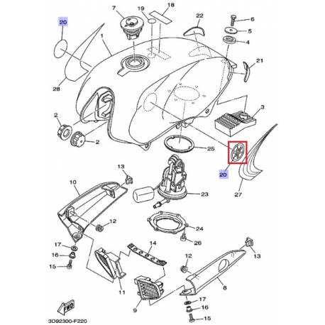 Emblème de réservoir Yamaha YBR125 2007 2009 