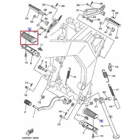 Garniture de cale pied Yamaha TDR15 1994 à 2002