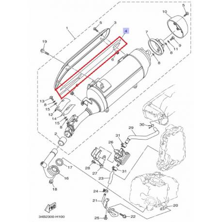Plaque anti chaleur d'échappement YP400 2007 2011
