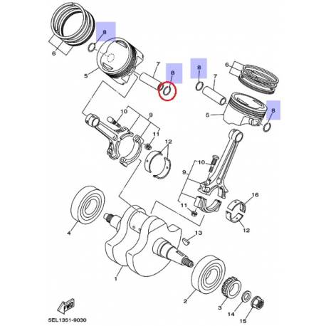 Circlip de piston TZR50 2000 2011 YN50 2008 2012 Yamaha