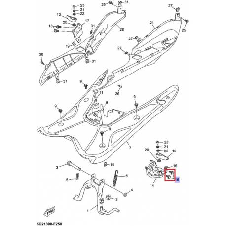 Boulon de repose pied Yamaha TZR50 2000 2011 YN50 2008 2012