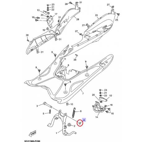 Rondelle en caoutchouc de bequille Yamaha YQ50 1997 2012