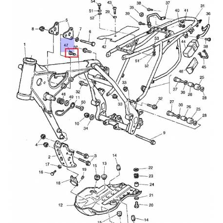 Vis de cadre Yamaha SRZ660 1995 1997 WR400 1998