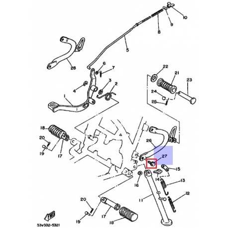 Boulon de support cale pied Yamaha DT125 1987 DT80 1987 1992