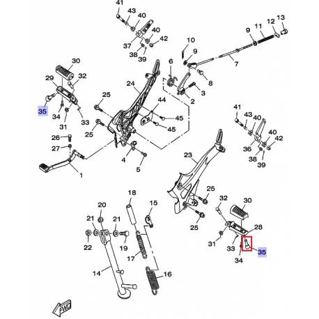 Boulon de cale pied Yamaha YBR250 2007 2011