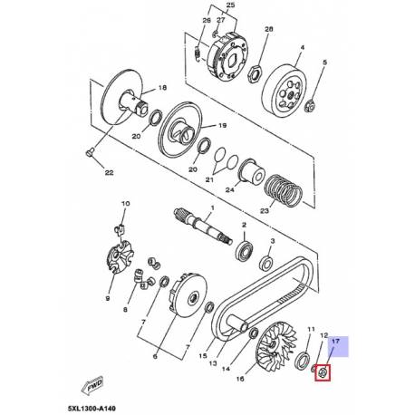 Écrou embrayage Yamaha VP125 2008 2012 YP125 2002 2013  