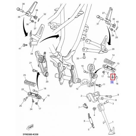 Vis de cale pied MT-03 2012 SRZ660 1997 Yamaha
