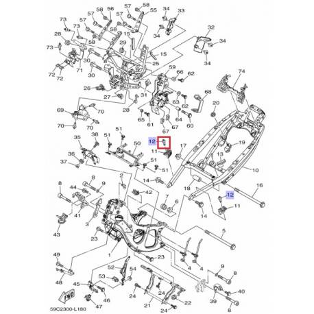 Rivet de silent bloc CW50 2004 2012 TZR50 2003 2012 Yamaha