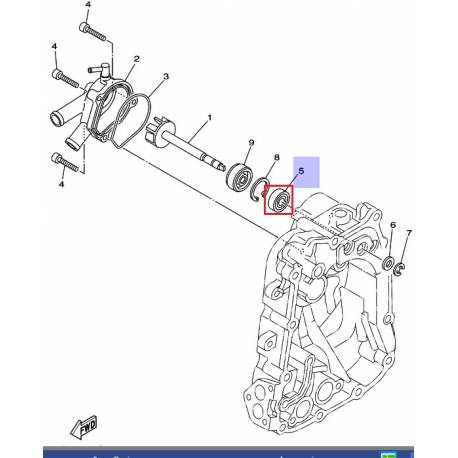 Roulement d'axe de pompe à eau YP400 2005 à 2008 Yamaha