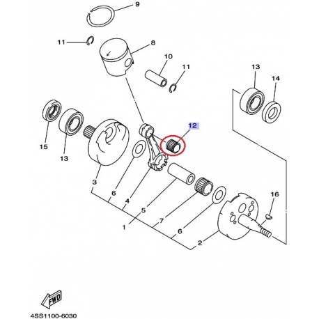 Roulement de bielle YZ125 1986 1996 TZ250 1987 Yamaha