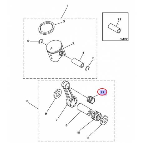 Roulement de bielle pour YZ 125 de 2001 à 2013
