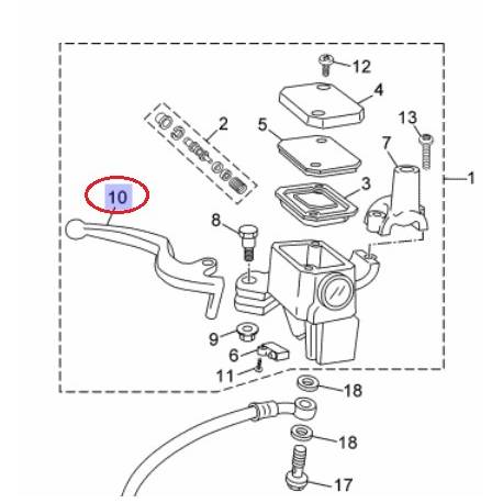 Levier de Frein AV pour Yamaha Xmax 125 06-13, Xmax 250 05-13, Xcity 125 08-12, Xcity 250 07-13