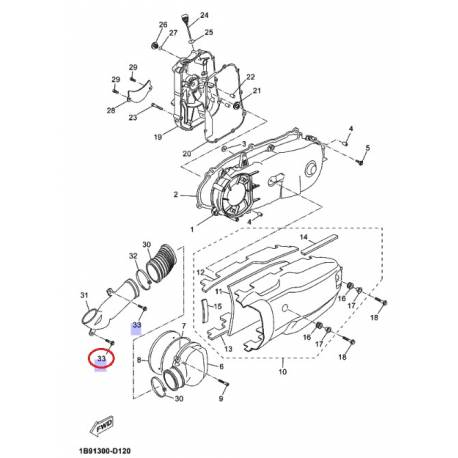 Vis de cadre pour YAMAHA TTR125 05-13 et DT125 04-06 et vis de manchon d admission d'air transmission de Xmax 