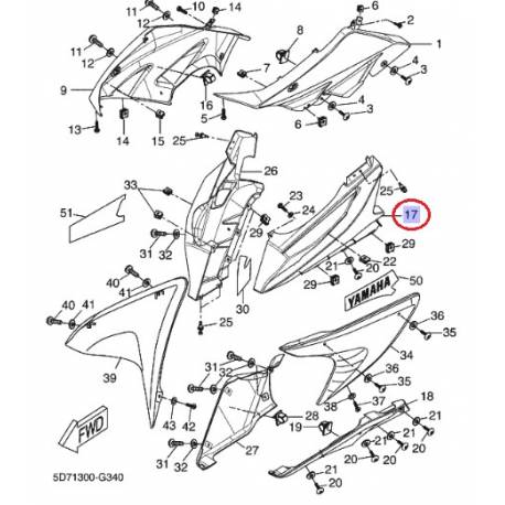 Cache inférieur avant gauche noir mat pour YAMAHA YZF-R125  2008 à 2013