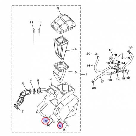 Bride de durite d'admission pour YAMAHA DT50 R/SM 2003 à 2013 et XT125 R/X 2005 à 2008