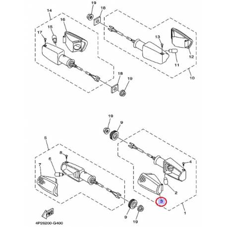 Cabochon de clignotant avant Droit ou Gauche pour YAMAHA YBR 125 2008 à 2013