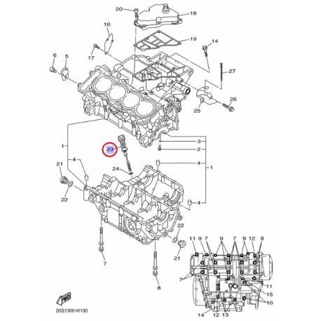 Tirette jauge niveau d'huile pour YAMAHA FZ6 N/S 04-09, XJ6 N/S 09-13, R6 99-05
