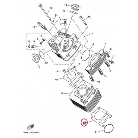 Joint d'embase pour YAMAHA XT125 R/X 2005 à 2007 et TT125R 2008 à 2013