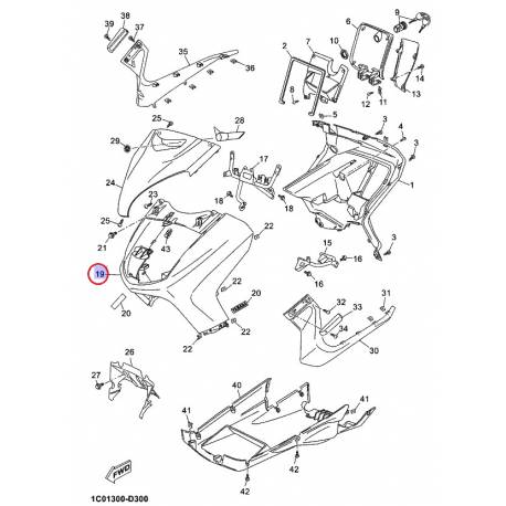 Face avant gris clair pour Yamaha Xmax 125 2005 à 2006 et Xmax 250 2005 à 2006