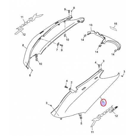 Cache arrière Gauche gris clair pour Yamaha Xmax 125 2006 et Xmax 250 2005-2006